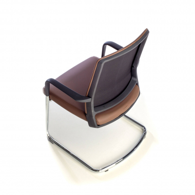 outlet silla de oficina marron bali piel sintetica brazos fijos 9