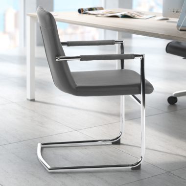 outlet silla de oficina gris dallas piel sintetica brazos fijos 2