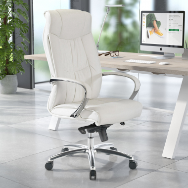 outlet silla de oficina blanco atlanta piel natural brazos fijos 2