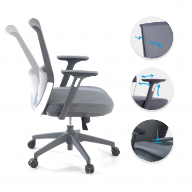 outlet silla de oficina gris five malla brazos moviles 3