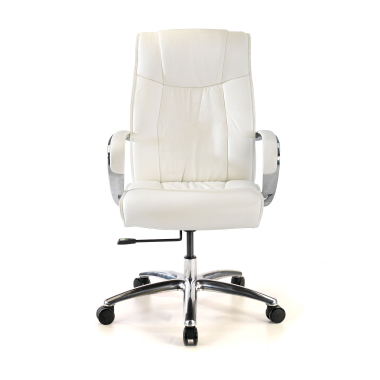 sillon de oficina blanco respaldo bajo piel natural piel natural brazos tapizados 3
